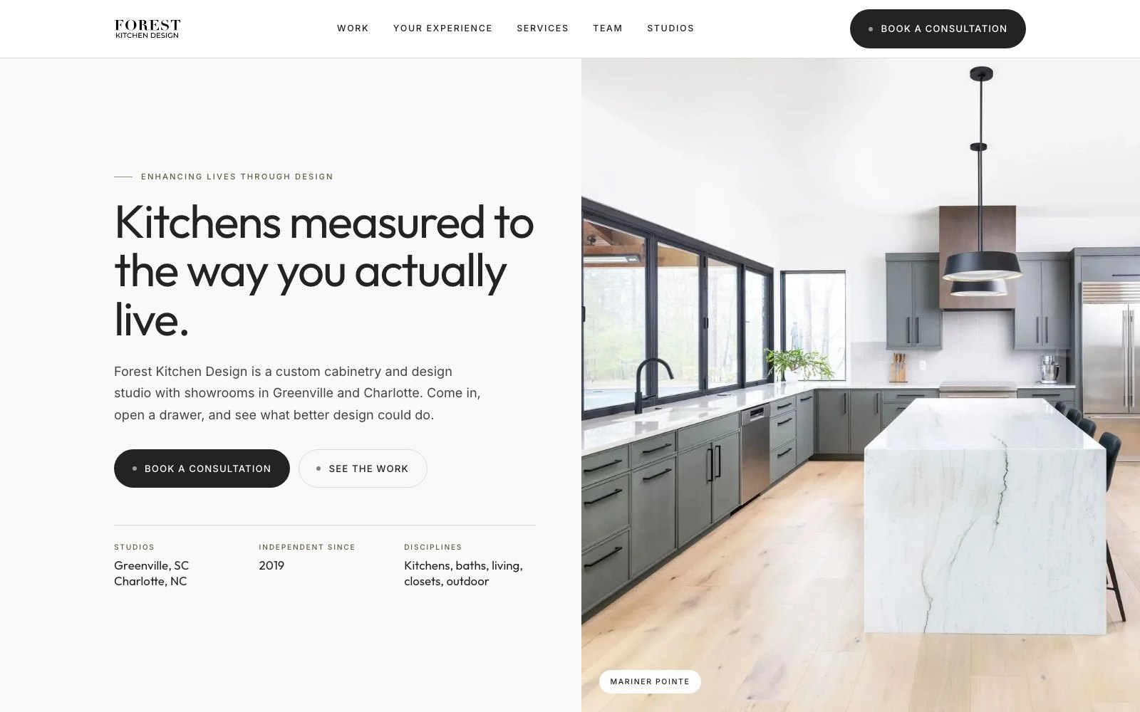 The new Forest Kitchen Design homepage concept